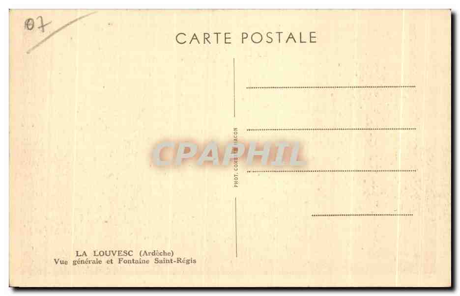 CPA La Louvesc Ardeche Vue generale et Fontaine Saint Regis — Verso