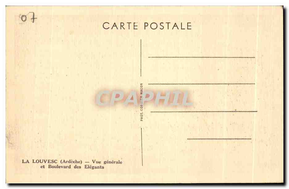 La Louvesc (Ardèche) — Vue générale et Boulevard des Élégants — Phot. Coiffier Maccon — Rückseite