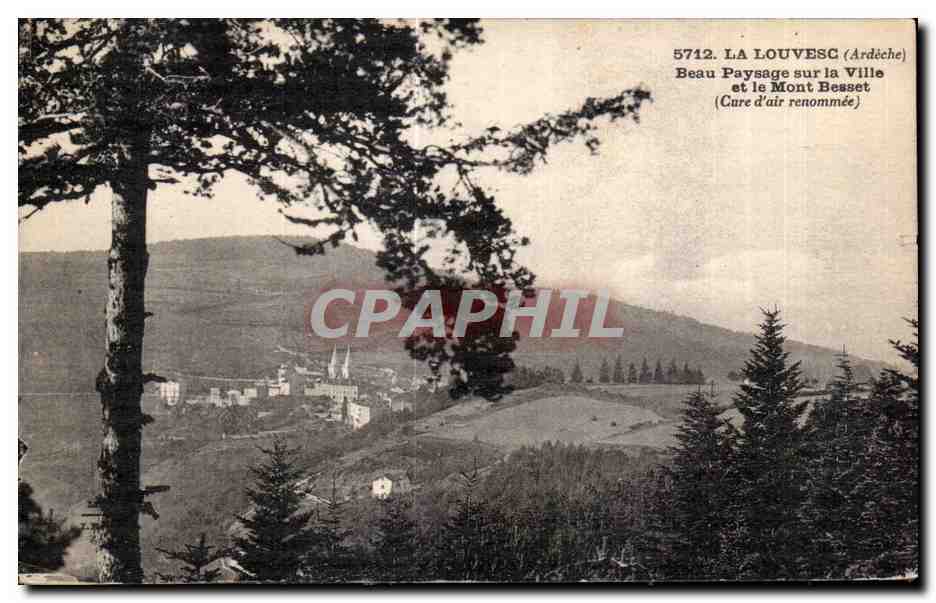 La Louvesc (Ardèche) — Beau paysage sur la ville et le Mont Besset (Cure d'air renommée) — Éditions Artisiques Marcez-Brémond