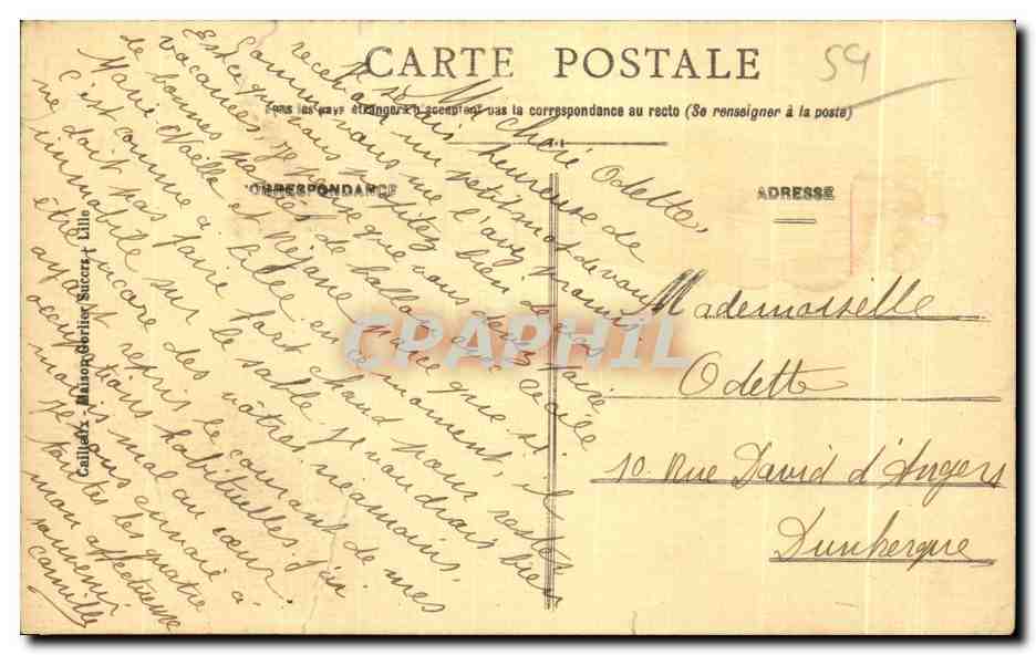 CPA Lille Avenue du Peuple Belge Jardins de la Basse Deule  — Rückseite