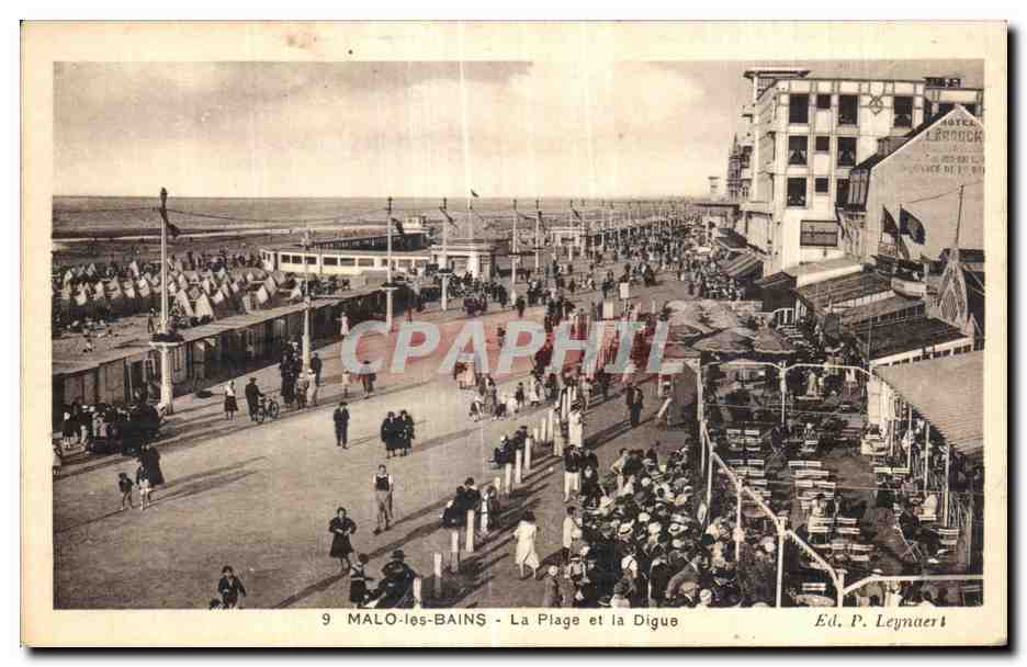 MALO-les-BAINS - La Plage et la Digue — Ed. P. Leynaert, n°9