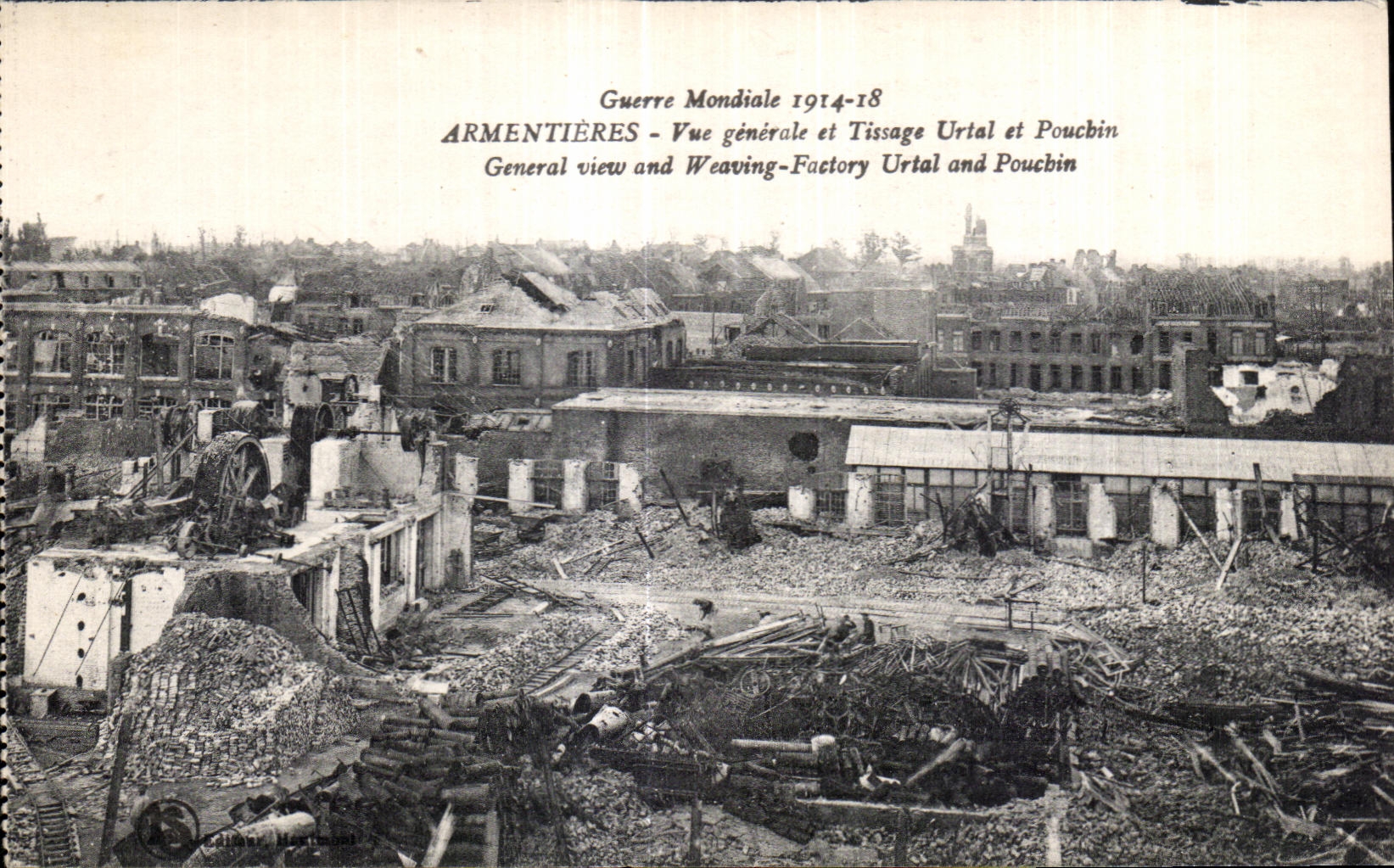 CPA Guerre Mondiale 19145-18 Armentieres Vue generale et Tissage Urtal et Puchin Militaria