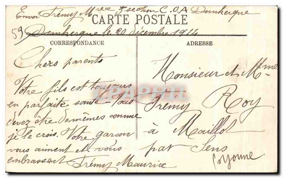 CPA Dunkerque L Entree du Port Bateaux — Rückseite