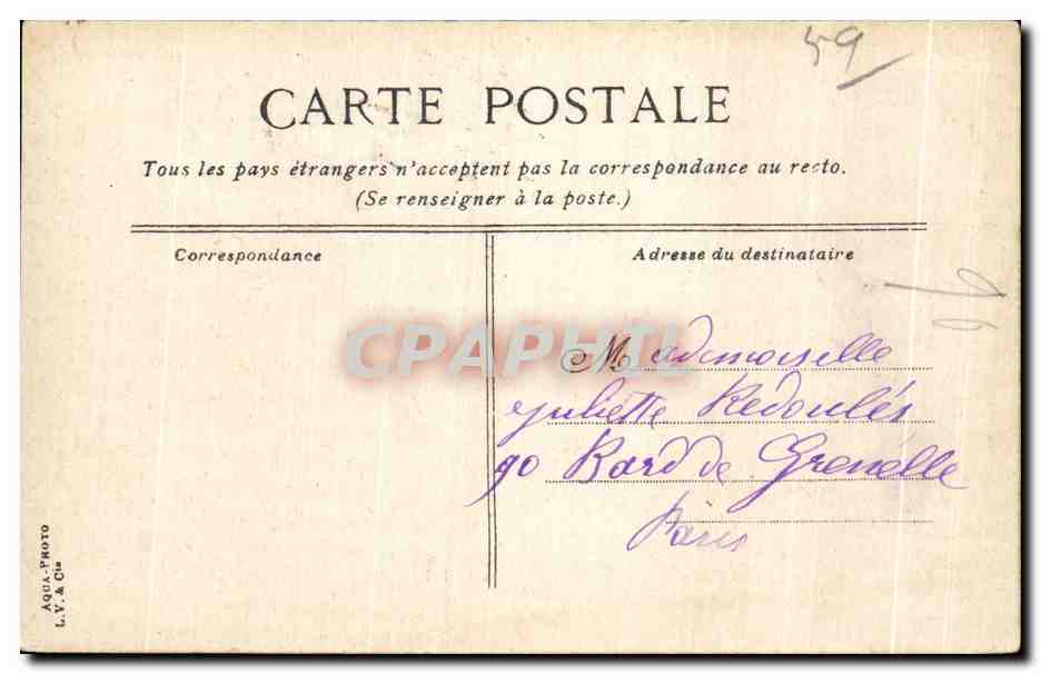 CPA Roubaix Le Palais de Justice  — Rückseite