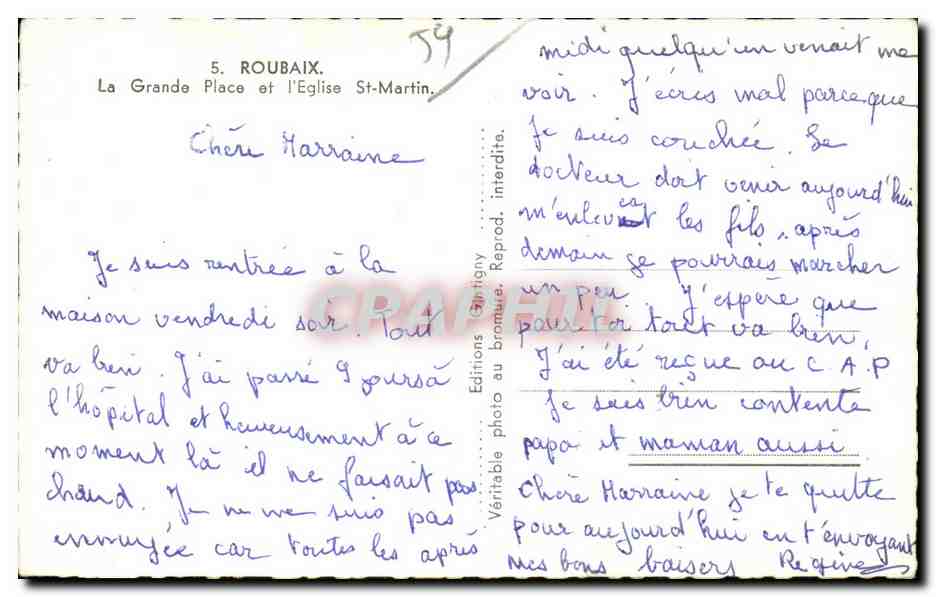 CPA Roubaix La Grande Place et I Eglise St Martin — Rückseite