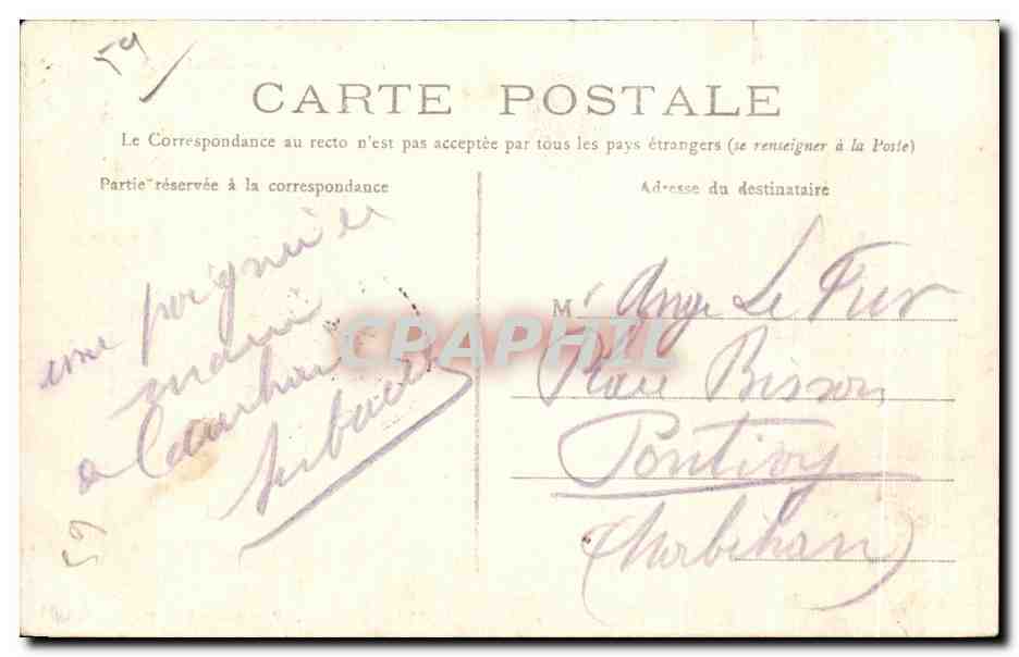 CPA Cambrai Hotel de Ville — Rückseite