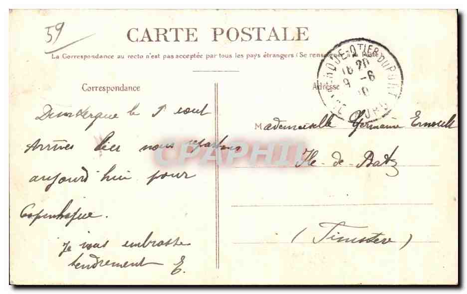 CPA Dunkerque Quai des Hollandais et Bassin du Commerce — Rückseite