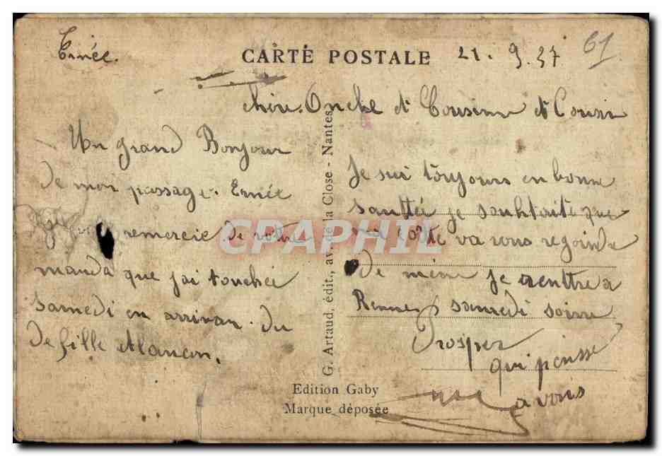 CARTE SYSTEME Meilleures Amities d Ernee — Rückseite