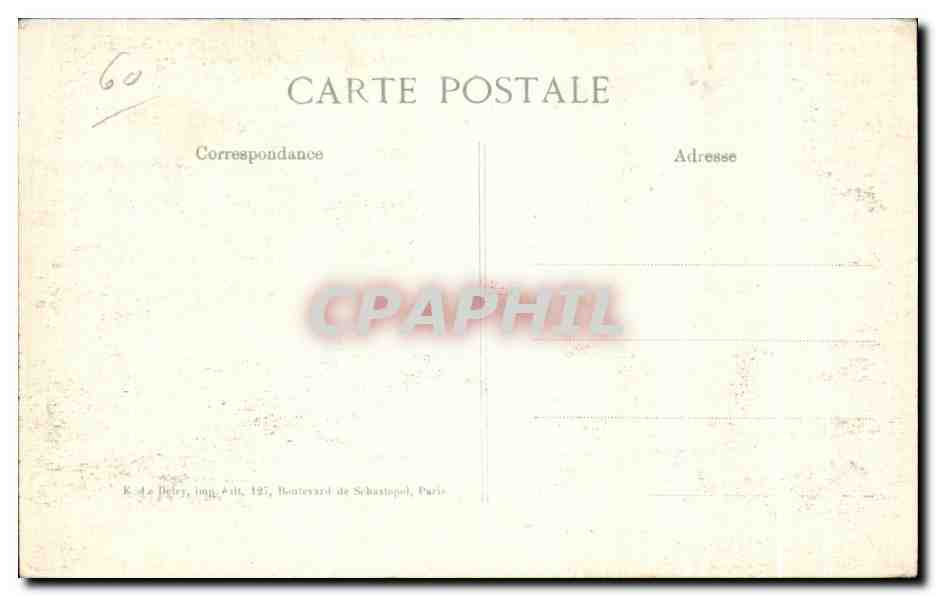 Le Pont de PONT-SAINTe-MAXENCE — détruit, ruines dans l'eau — éditeur E+D — Rückseite