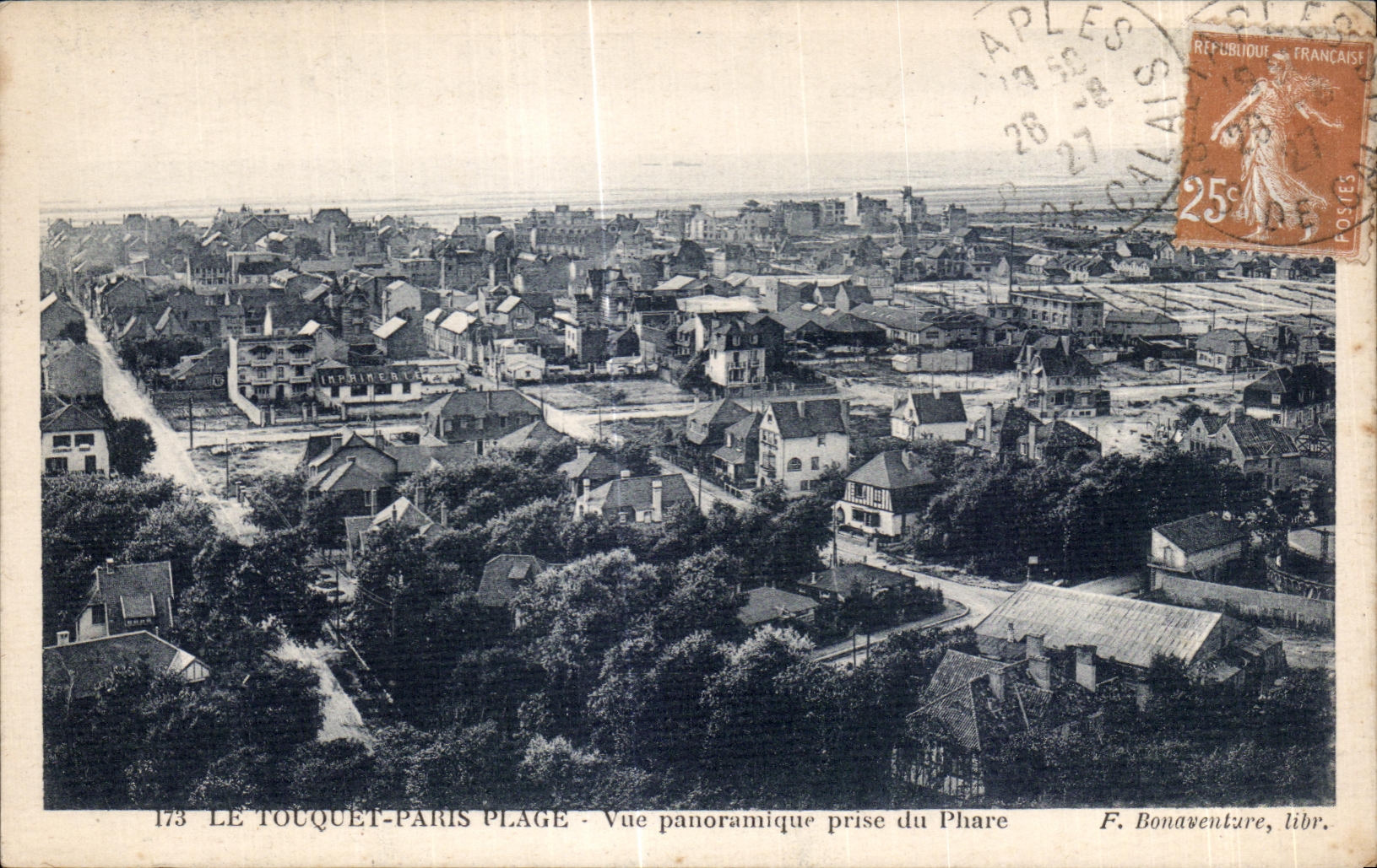 Le Touquet-Paris Plage — Vue panoramique prise du phare — F. Bonaventure, libr. n°173