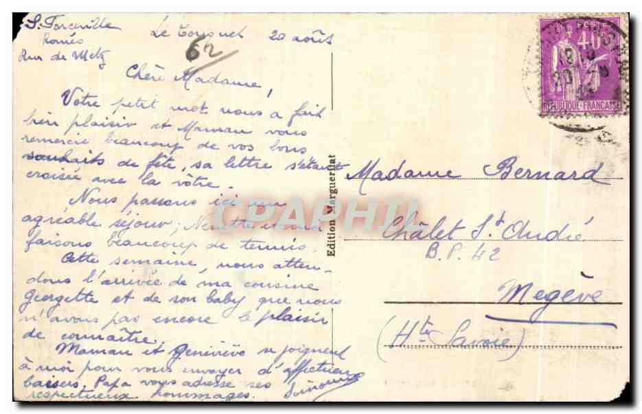 CPA Le Touquet Paris Plage L Eglise et le Boulevard Daloz — Rückseite