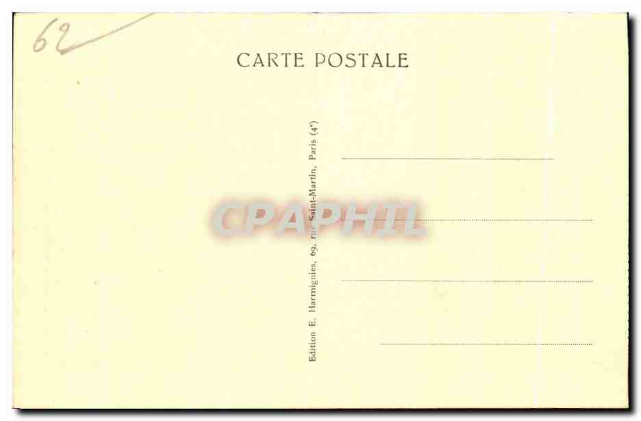 CPA Calais Hotel de Ville vu des Jardins — Rückseite
