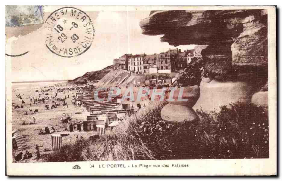 CPA Le Portel La Plage vue des Falaises