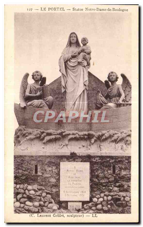 CPA Le Portel Statue Notre Dame de Boulogue (C Laurent Goblet sculpteur)