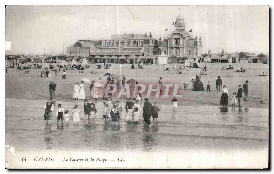 CPA Calais Le Casino et la Plage Enfants