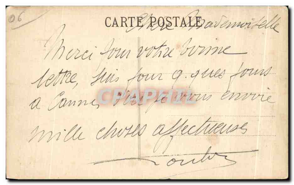 CPA Cannes La Plage et le Mont Chevalier Bateaux  — Rückseite