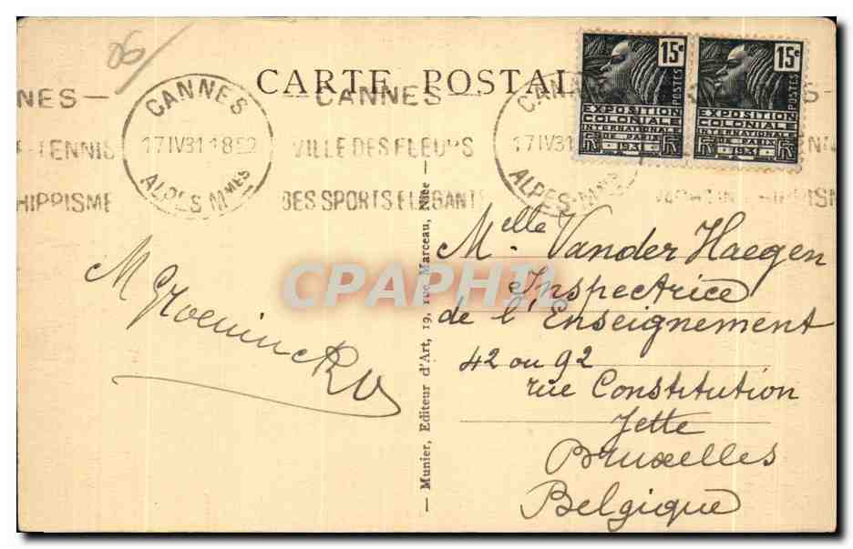 Cannes — Intérieur du Port — La Côte d'Azur, éditeur Munier, n° 94 — Rückseite
