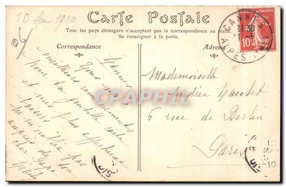 CPA Cannes Vue sur le Suquet — Rückseite