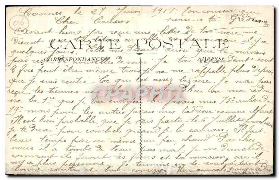 CPA Cannes Vue Generale prise de l observatoire du Peroit — Rückseite