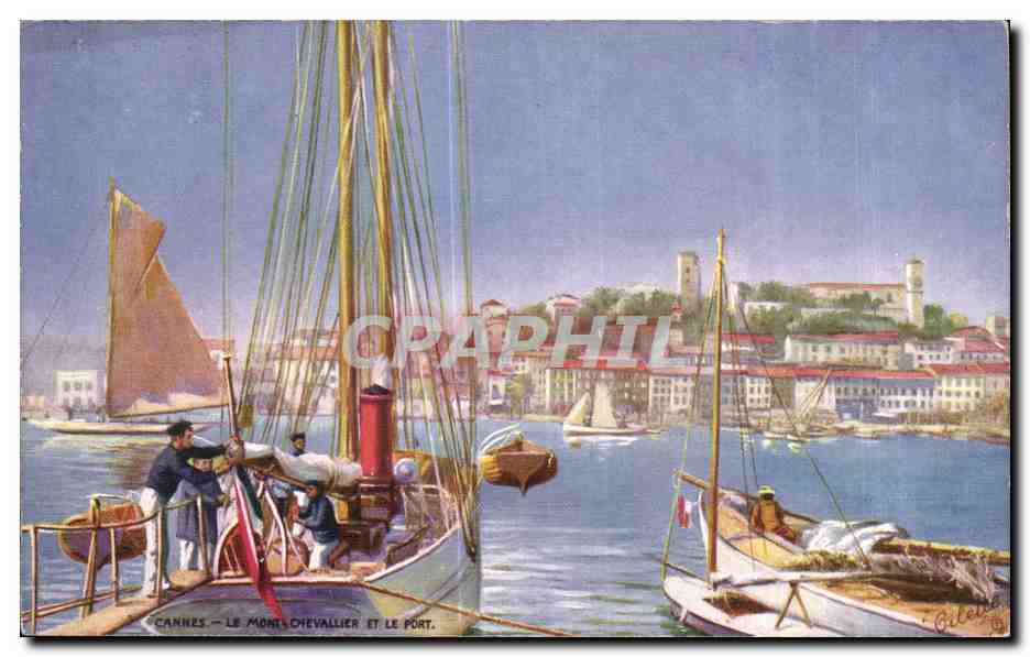 CPA Cannes Le Mont Dievallier Et Le Port Bateau