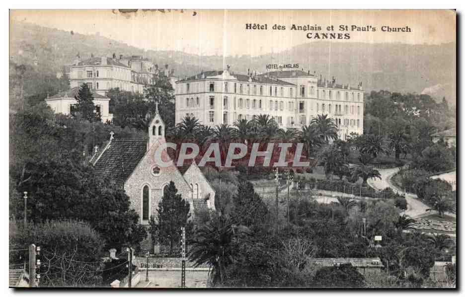 CPA Cannes Hotel des Anglais et St Paul s Church