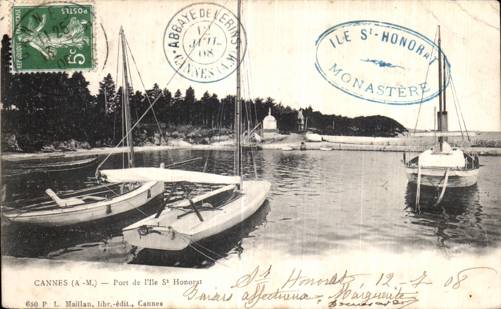 Port de l'Île Saint-Honorat — Abbaye de Lérins — Cannes (A-M.) — L. Maillan, libr.-édit., Cannes