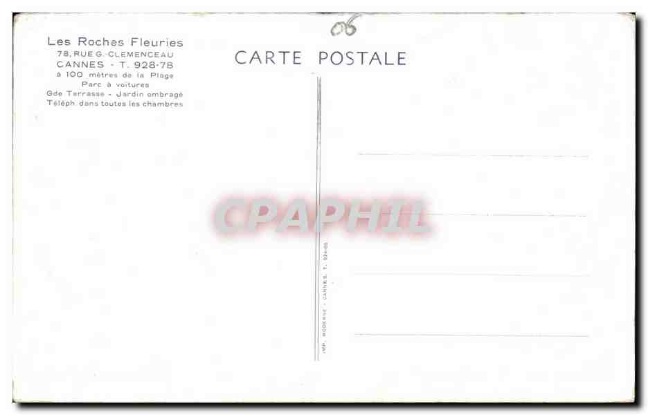 CPA Cannes Les Roches Fleuries Rue Clemenceau — Verso