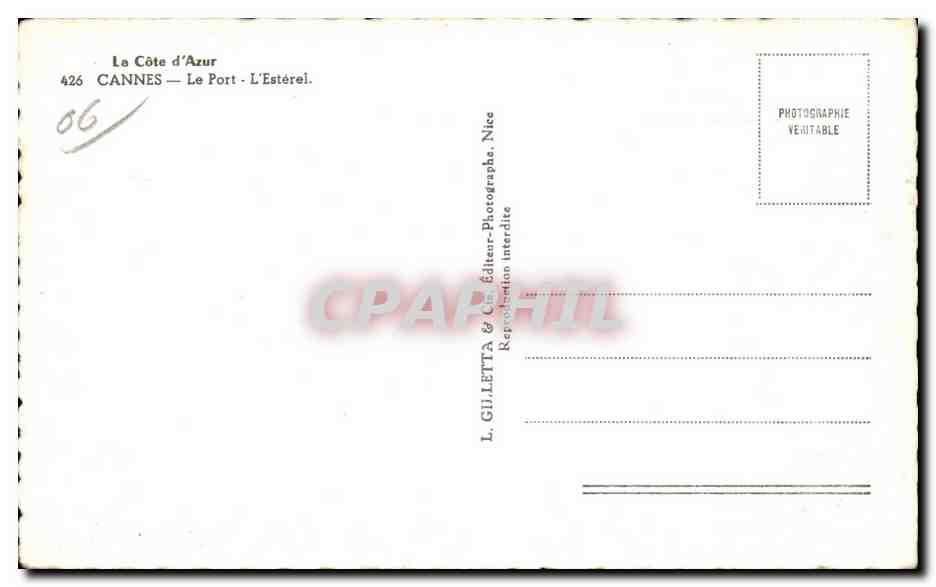 CPA Cannes Le Port L Esterel La Cote d Azur Bateaux — Verso