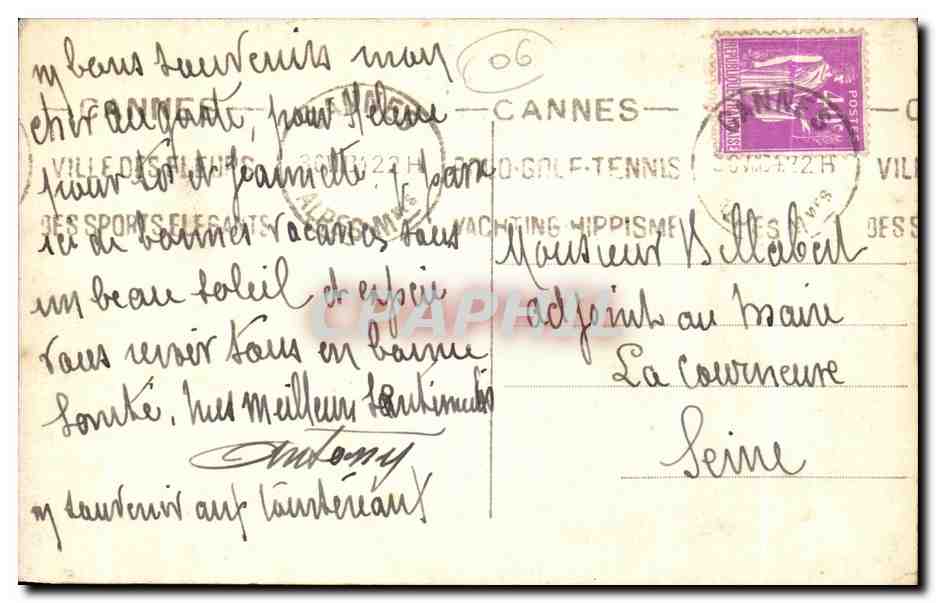 CPA Cannes Le Port Bateau — Rückseite