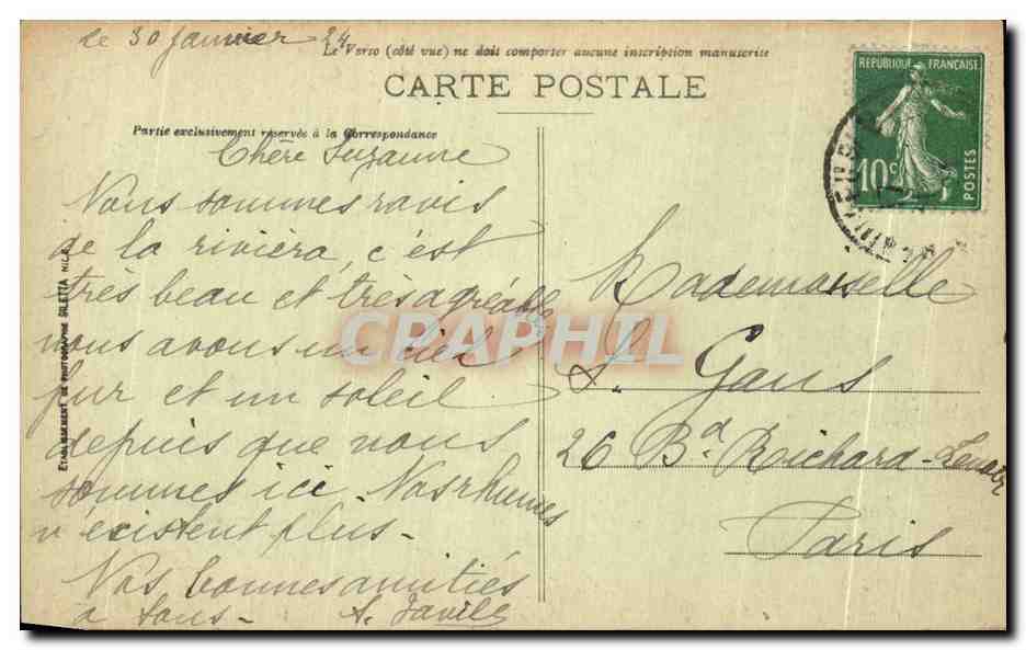 CPA Beaulieu Vue generale et Saint Jean Cap Ferrat Vue Prise de la Nouvelle Corniche — Verso