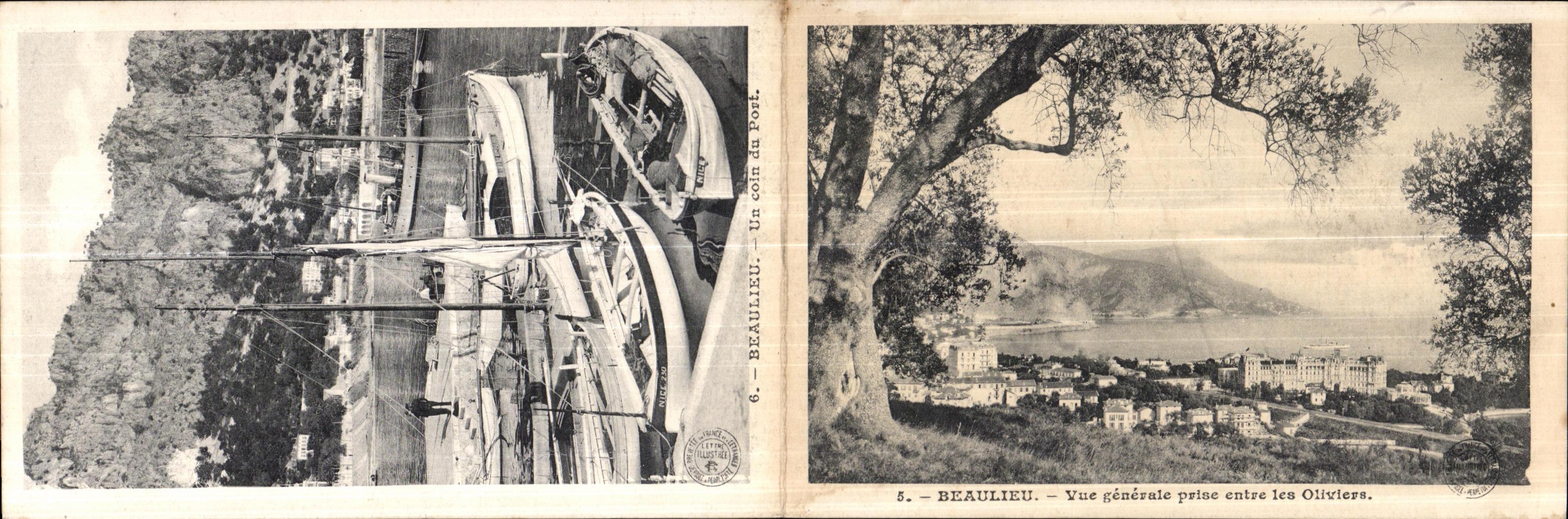 Beaulieu — Vue générale prise entre les Oliviers — Vue du port