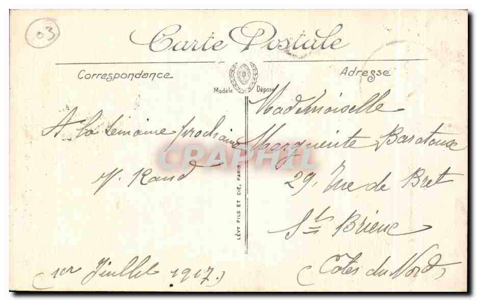 CPA Vichy La Tour de I Horloge — Verso