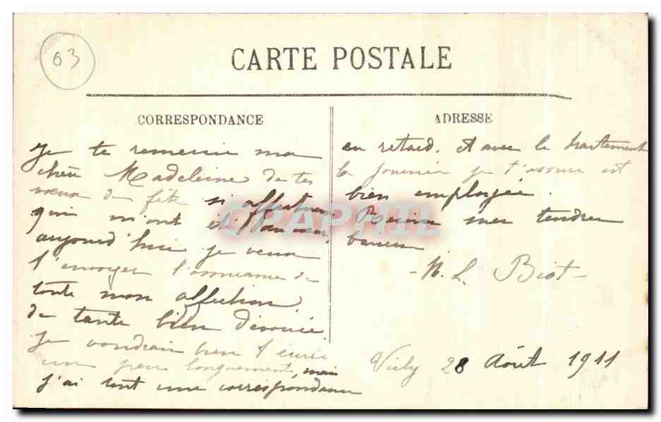 CPA Vichy La Maison de Mne de Sevigne — Rückseite