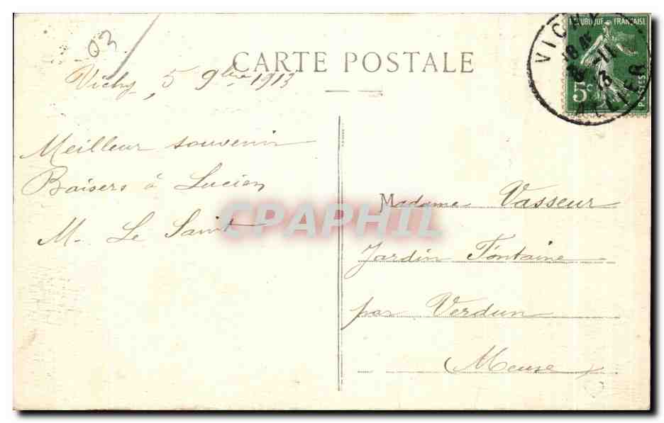 CPA Environs de Vichy Passerelle sur le Sichon — Rückseite