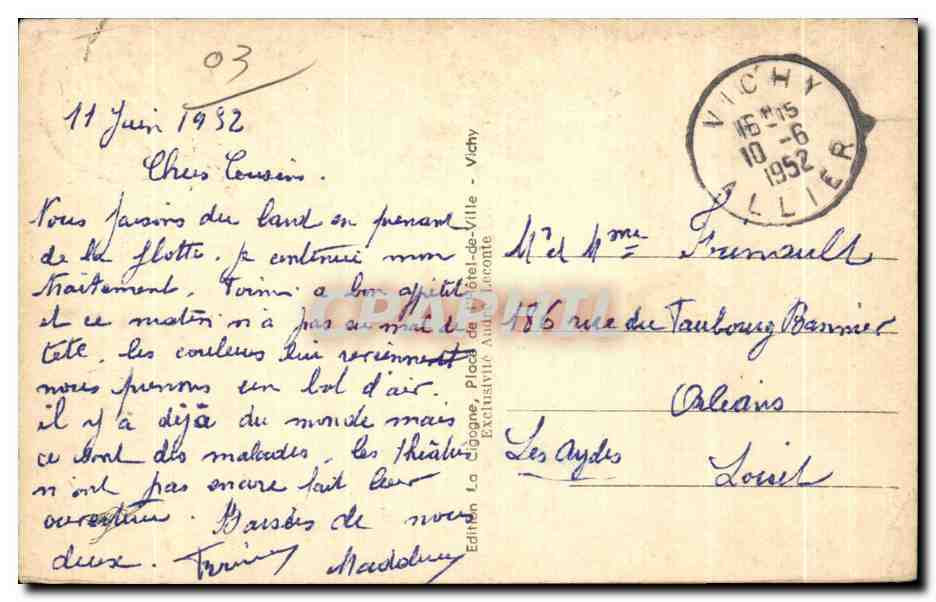 CPA Vichy Monument au Roi Albert 1er Avenue Aristide Briand Militaria — Rückseite