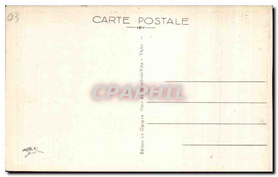 CPA Vichy La Pergola vers le Palais des Sources — Verso