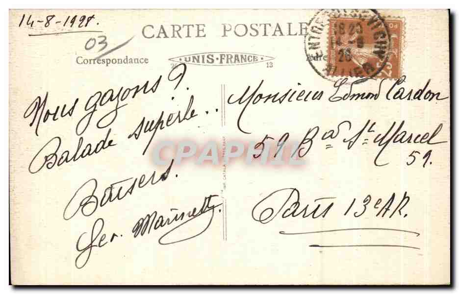CPA Vichy Avenue du Vieux Parc — Verso
