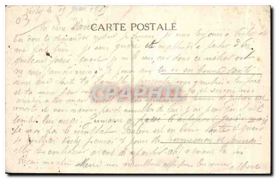 CPA Vichy Promenoirs couverts et Rue Cunin Gridaine — Verso