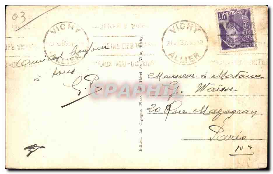 CPA Vichy Source Chomel Tempreature  — Rückseite
