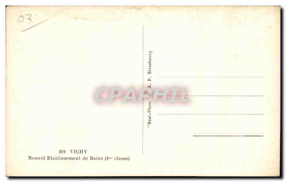 CPA Vichy Nouvel Etablissement de Bains — Verso