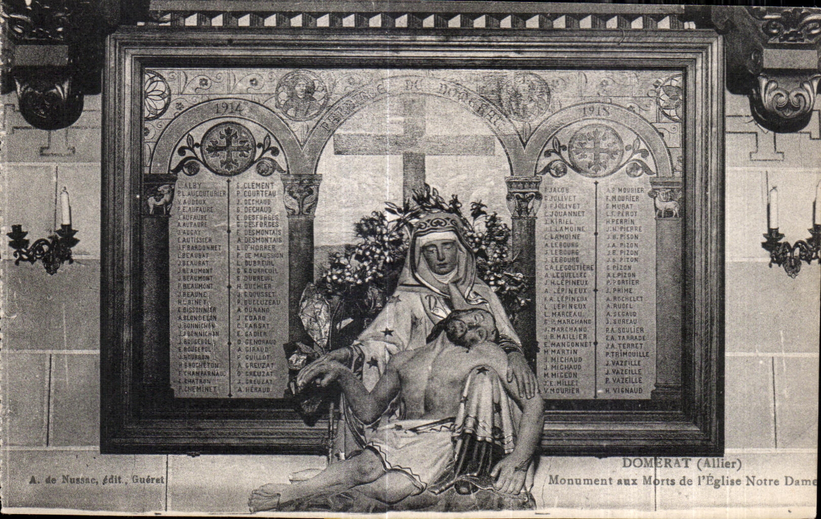 Monument aux Morts de l'Église Notre Dame — Dômerat (Allier) — A. de Nussac, édit. Guéréat
