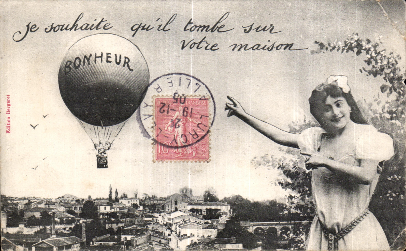 CPA Bonheur Ballon Dirigeable Lurcy Livy