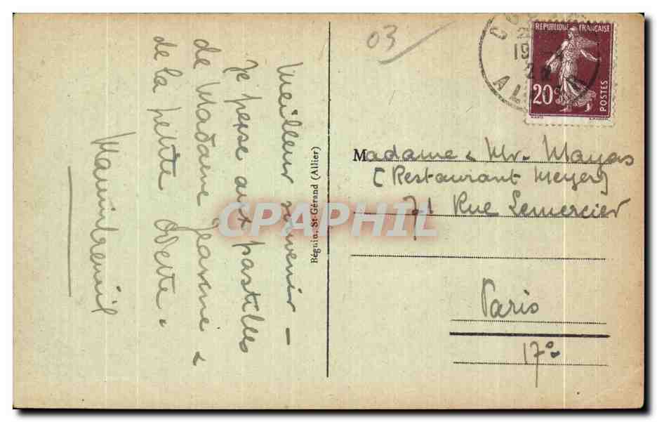 CPA Environs de Vichy cusset la Vallee du Jolan aux Malavaux — Verso