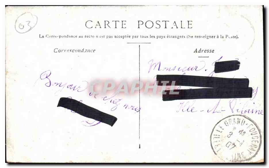 CPA Environs de Vichy Hauterive vieux Portique — Verso
