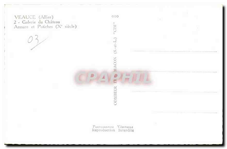 CPA Veauce Galerie du Chateau Arrmure et Potiches  — Rückseite
