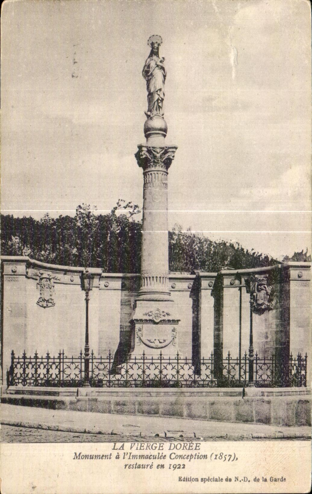 CPA La Vierge Doree Monument a I Immaculee Conception restaure en 1922