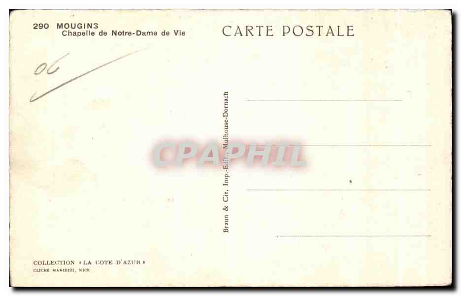 CPA Mougins Chapelle de Notre Dame de Vie — Rückseite