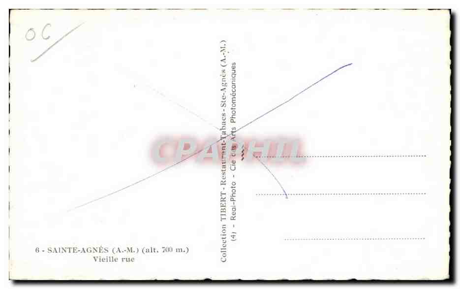CPA Sainte Agnes Vieille rue — Verso