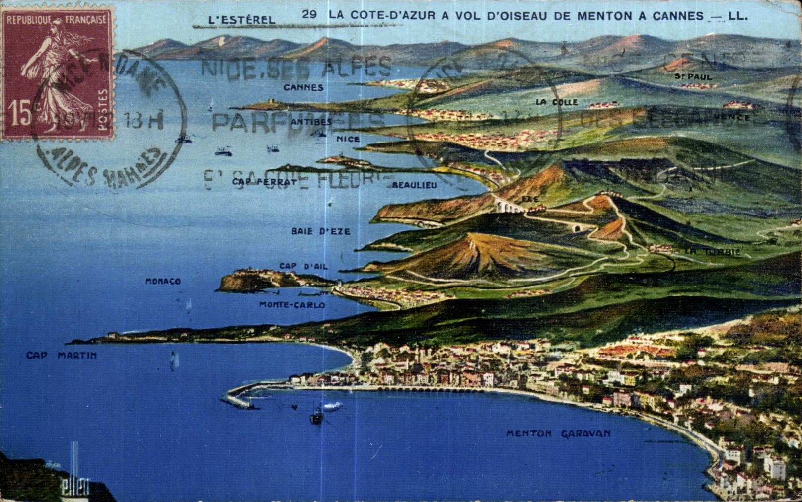 CPA La Cote D Azur A Vol D Oiseau De Menton A Cannes