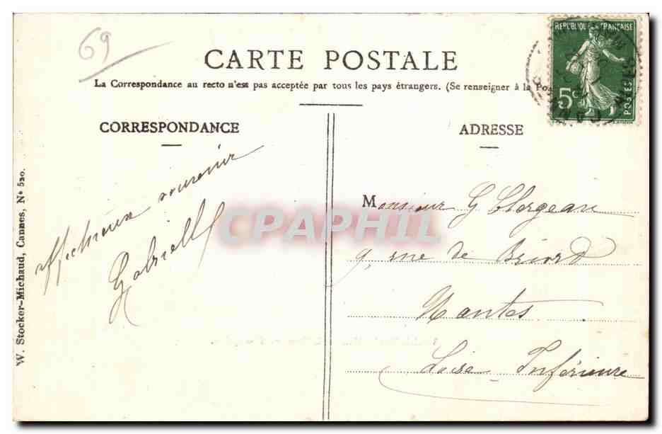 Villefranche — L'Escadre Française — W. Stocker-Michaud, N° 590 — Rückseite